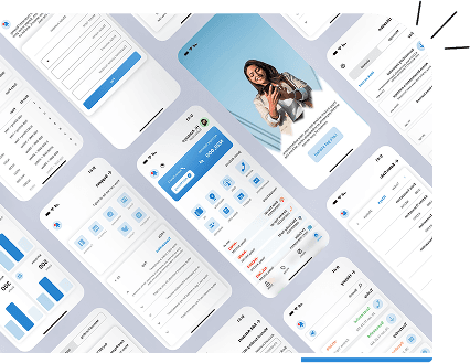 Business professionals working with technology